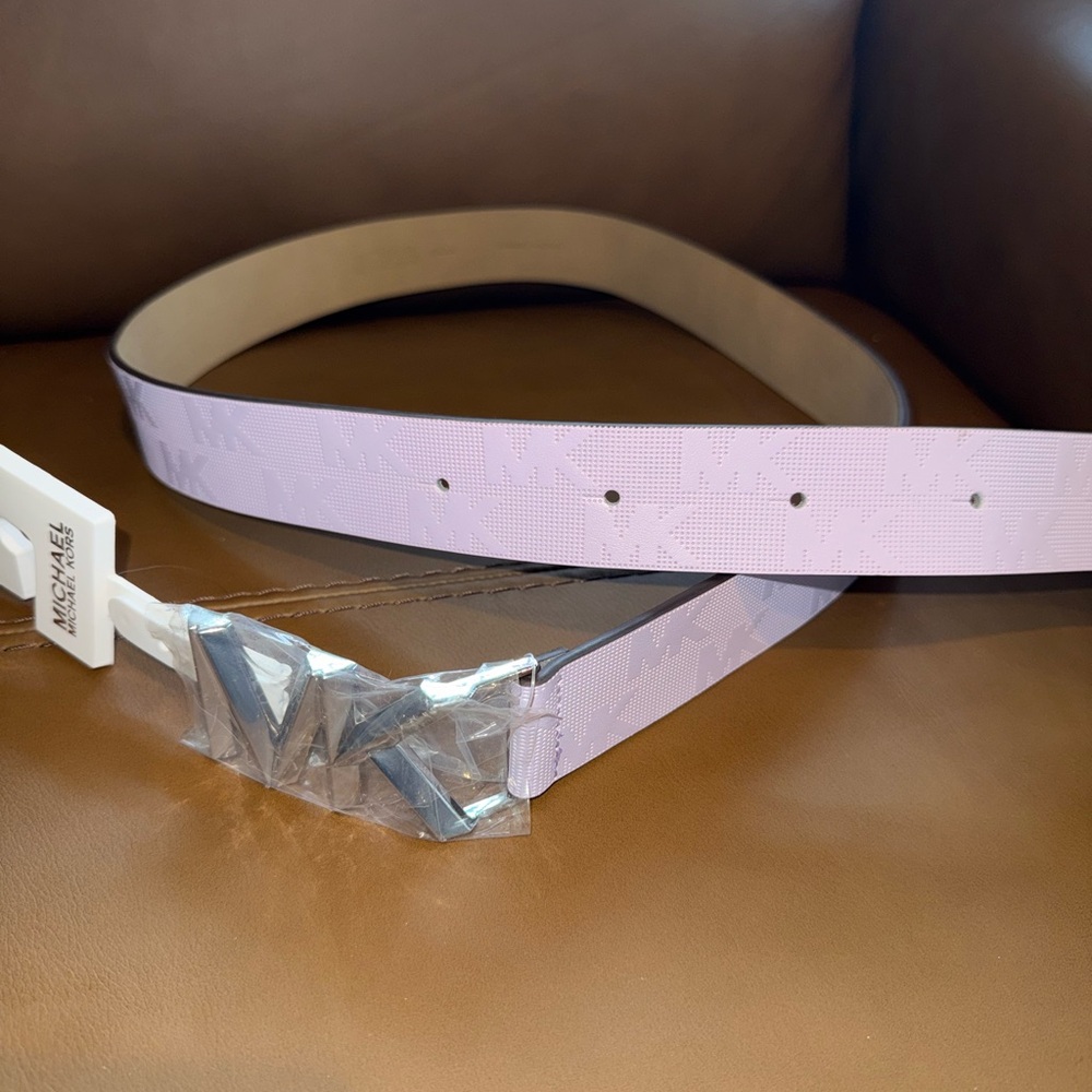 Michael Kors Light Purple Belt with Silver MK Buckle - Picture 7 of 7